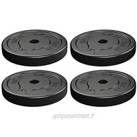 IFW Lot de 4 disques de poids en fonte – 5 kg – pour barres d'haltère standard de 25 mm de diamètre – en fonte électropeinte durable – Idéal pour l'haltérophilie le fitness la gym à domicile