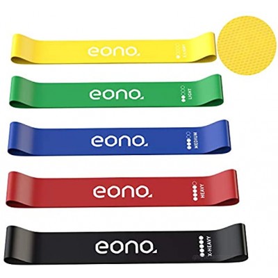 Brand Eono Bande Elastique Fitness Antidérapant Bande de Résistance Lot de 5 avec Sac de Transport Confortable à la Peau