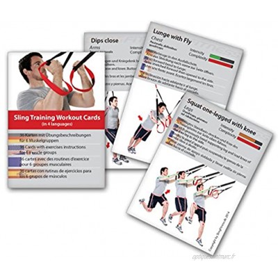Variosling® Cartes d'entraînement avec 54 Exercices différents pour Les Sangles de Suspension Sling-Trainer | Jeu de Cartes Plan de Formation Musculation Cartes de Workout