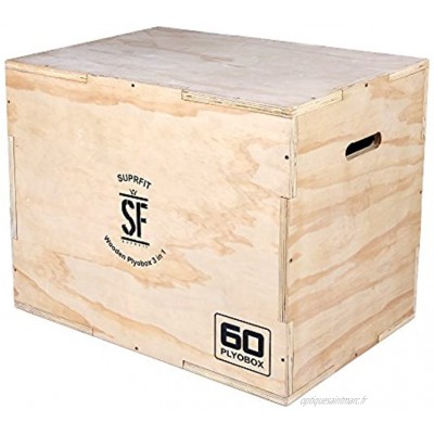 Suprfit Baltrun Plyo Box | Jump Box | Plio-Box pour entraînement plyométrique et Jumping Ability | Matériau: Bois Mixte | hauteurs: 50 60 ou 75 cm | Coloris: Marron
