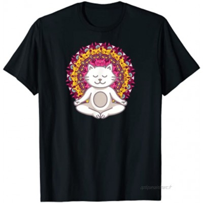 Méditation Yoga mandala cat Chat T-Shirt