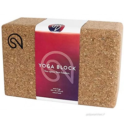 Shanti Block XL Shanti Block Grand Bloc de Yoga 22,9 x 15,2 x 10,2 cm en liège Naturel Fabriqué en Europe