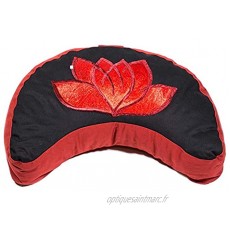 Mani Bhadra Coussin de méditation Lotus Rouge Noir Demi-Lune